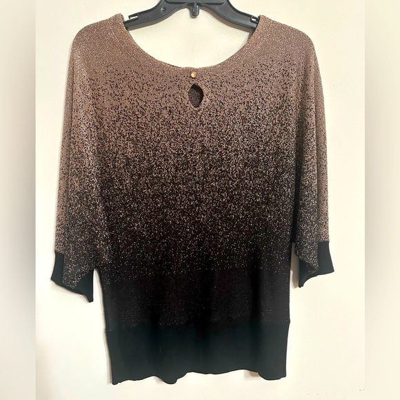 Black and Copper Pink Glitter Metallic Sparkle  sweater by Studio Works Size Med - Picture 1 of 9
